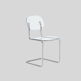Transparent Acrylic Dining Chair - Sleek Cantilever Design & Chrome Frame - StoolTopia