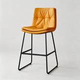 Modern Tufted Leather Bar Stool with Sleek Metal Frame for Stylish Interiors - StoolTopia