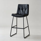 Modern Tufted Leather Bar Stool with Sleek Metal Frame for Stylish Interiors - StoolTopia