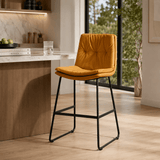 Modern Tufted Leather Bar Stool with Sleek Metal Frame for Stylish Interiors - StoolTopia