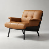 Modern Tufted Microfiber Leather Accent Chair with Arms - StoolTopia
