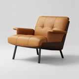 Modern Tufted Microfiber Leather Accent Chair with Arms - StoolTopia