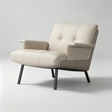Modern Tufted Microfiber Leather Accent Chair with Arms - StoolTopia