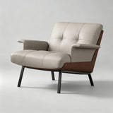 Modern Tufted Microfiber Leather Accent Chair with Arms - StoolTopia