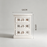 Moroccan-Inspired White Carved Storage Cabinet with Colorful Tile Inlay - StoolTopia