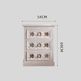 Moroccan - Inspired White Carved Storage Cabinet with Colorful Tile Inlay - StoolTopia