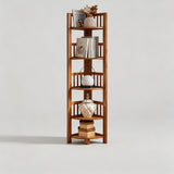 Multi-Tier Wooden Corner Shelf – Space-Saving Vertical Display Rack - StoolTopia