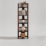 Multi-Tier Wooden Corner Shelf – Space-Saving Vertical Display Rack - StoolTopia
