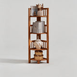 Multi-Tier Wooden Corner Shelf – Space-Saving Vertical Display Rack - StoolTopia