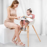 Multifunctional Adjustable Baby High Chair with Wooden Legs - StoolTopia