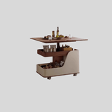 Multifunctional Lift - Top Coffee Table with Storage and Locking Casters – Walnut Finish - StoolTopia