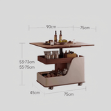 Multifunctional Lift - Top Coffee Table with Storage and Locking Casters – Walnut Finish - StoolTopia
