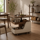Multifunctional Lift-Top Coffee Table with Storage and Locking Casters – Walnut Finish - StoolTopia