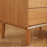 Natural Cherrywood Tall Chest of Drawers (5 - Drawer Storage Dresser) - StoolTopia