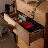 Natural Cherrywood Tall Chest of Drawers (5 - Drawer Storage Dresser) - StoolTopia