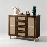 Natural Rattan Door Sideboard with 4 Drawers – 100cm - StoolTopia