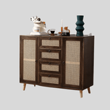 Natural Rattan Door Sideboard with 4 Drawers – 100cm - StoolTopia