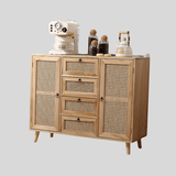 Natural Rattan Door Sideboard with 4 Drawers – 100cm - StoolTopia