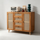 Natural Rattan Door Sideboard with 4 Drawers – 100cm - StoolTopia