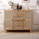 Natural Rattan Door Sideboard with 4 Drawers – 100cm - StoolTopia