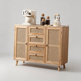 Natural Rattan Door Sideboard with 4 Drawers – 100cm - StoolTopia