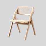 Natural Rattan Folding Dining Chair – Solid Wood Frame, Breathable Cane Weave, Southeast Asian Vintage - Modern Design for Dining Rooms, Balconies & Garden Leisure - StoolTopia