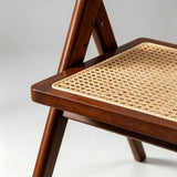 Natural Rattan Folding Dining Chair – Solid Wood Frame, Breathable Cane Weave, Southeast Asian Vintage-Modern Design for Dining Rooms, Balconies & Garden Leisure - StoolTopia