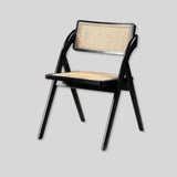 Natural Rattan Folding Dining Chair – Solid Wood Frame, Breathable Cane Weave, Southeast Asian Vintage - Modern Design for Dining Rooms, Balconies & Garden Leisure - StoolTopia