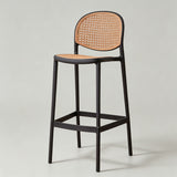 Nordic Bar Chair Family Backrest High Chair In The Ancient Style Rattan Woven Bar Chair Modern Simple Bar Chair - StoolTopia