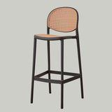 Nordic Bar Chair Family Backrest High Chair In The Ancient Style Rattan Woven Bar Chair Modern Simple Bar Chair - StoolTopia