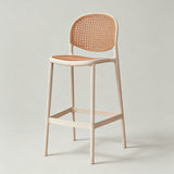 Nordic Bar Chair Family Backrest High Chair In The Ancient Style Rattan Woven Bar Chair Modern Simple Bar Chair - StoolTopia