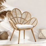 Nordic Flower Petal Rattan Accent Chair – Peacock-Inspired Balcony & Lounge Chair - StoolTopia