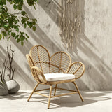 Nordic Flower Petal Rattan Accent Chair – Peacock-Inspired Balcony & Lounge Chair - StoolTopia