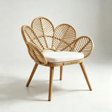 Nordic Flower Petal Rattan Accent Chair – Peacock-Inspired Balcony & Lounge Chair - StoolTopia