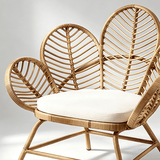 Nordic Flower Petal Rattan Accent Chair – Peacock-Inspired Balcony & Lounge Chair - StoolTopia