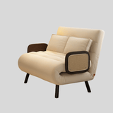 Nordic Foldable Sofa Bed with Cane Armrests – 3 - in - 1 Multi - Functional Design - StoolTopia