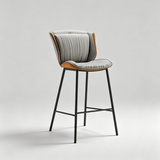 Nordic Leather Bar Chair - Modern Counter Height Stool for Kitchen & Salon - StoolTopia