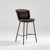 Nordic Leather Bar Chair - Modern Counter Height Stool for Kitchen & Salon - StoolTopia