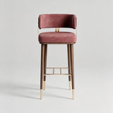Nordic Minimalist Velvet Bar Stool with Solid Wood Frame & Metal Accents – Customisable Colours & Heights - StoolTopia