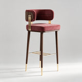 Nordic Minimalist Velvet Bar Stool with Solid Wood Frame & Metal Accents – Customisable Colours & Heights - StoolTopia