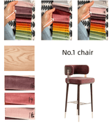 Nordic Minimalist Velvet Bar Stool with Solid Wood Frame & Metal Accents – Customisable Colours & Heights - StoolTopia