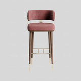 Nordic Minimalist Velvet Bar Stool with Solid Wood Frame & Metal Accents – Customisable Colours & Heights - StoolTopia