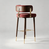 Nordic Minimalist Velvet Bar Stool with Solid Wood Frame & Metal Accents – Customisable Colours & Heights - StoolTopia