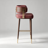 Nordic Minimalist Velvet Bar Stool with Solid Wood Frame & Metal Accents – Customisable Colours & Heights - StoolTopia