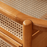 Nordic Oval Coffee Table with Fluted Glass & Rattan Drawers - StoolTopia