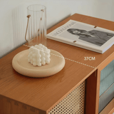 Nordic Pine Wood Sideboard with Rattan & Glass Sliding Doors - StoolTopia