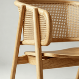 Nordic Rattan Armchair | Solid Wood Frame & Woven Backrest - StoolTopiaDining Chairs