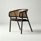 Nordic Rattan Armchair | Solid Wood Frame & Woven Backrest - StoolTopiaDining Chairs