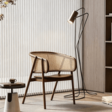 Nordic Rattan Armchair | Solid Wood Frame & Woven Backrest - StoolTopiaDining Chairs