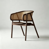 Nordic Rattan Armchair | Solid Wood Frame & Woven Backrest - StoolTopiaDining Chairs